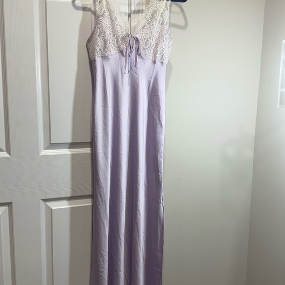 Free People Countryside Lilac Purple Satin Lace Trim Slip Maxi Dress Sz S - Picture 8 of 15